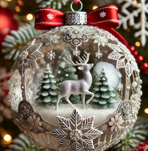 Celestial-inspired Christmas ornament in flat acrylic design