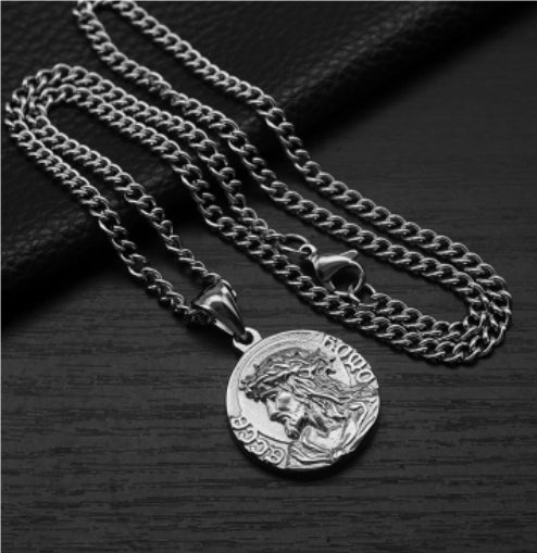 Jesus pendant necklace styled for everyday wear look