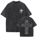 Black vintage-washed Jesus Forgive Father t-shirt for men