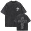 Black vintage-washed Jesus Forgive Father t-shirt for men