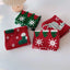 Knitted children's scarf with Christmas tree and deer embroidery in red and green colors