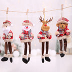 Colorful Christmas tree ornaments with rustic fabric texture