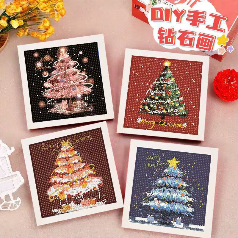 Cartoon style Christmas tree design for diamond painting craft project