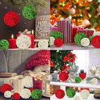 Festive table setting with rattan balls as decorative accent pieces