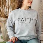 Faith Bible Verse Pullover Sweatshirt in dark green color option