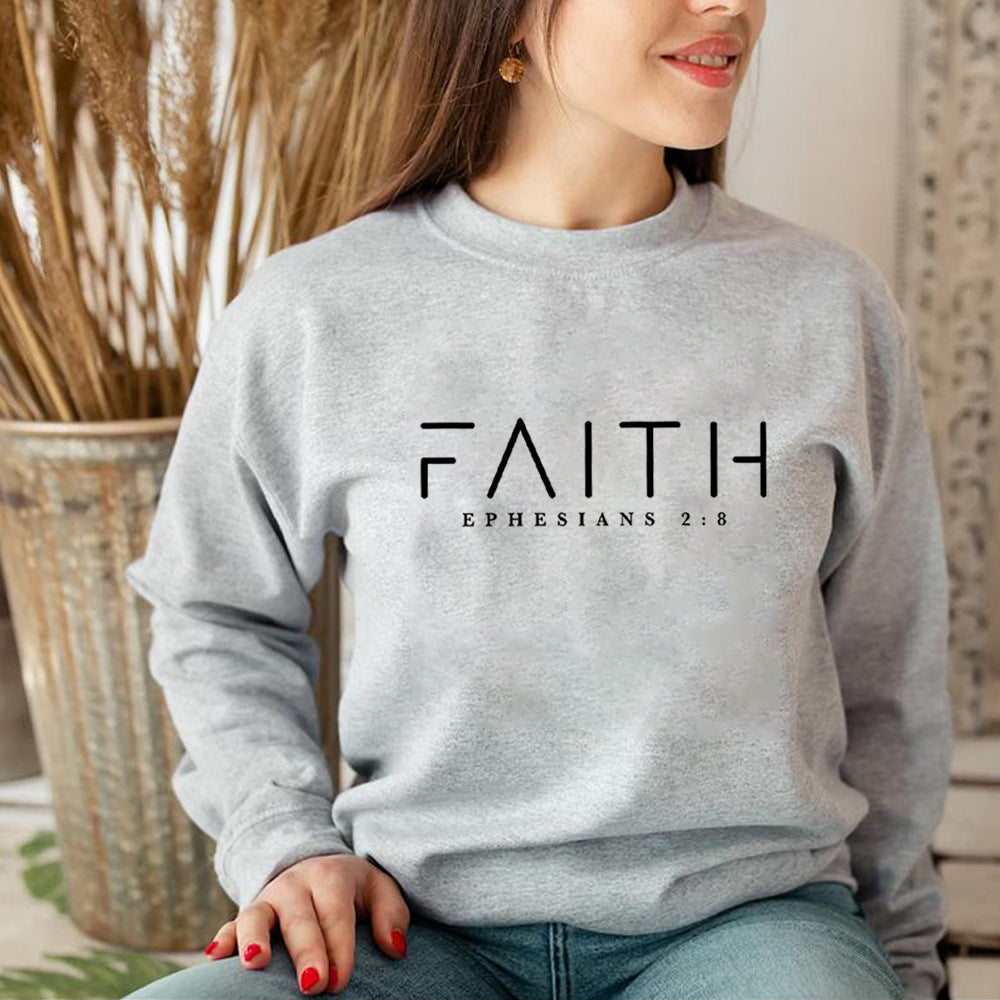 Faith Bible Verse Pullover Sweatshirt in dark green color option