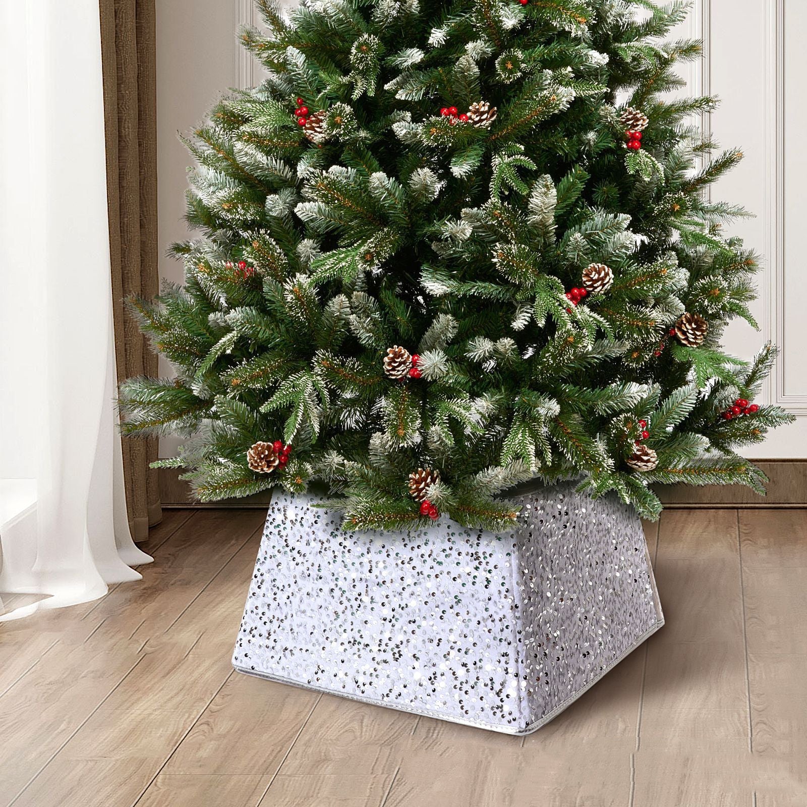 Sequin Christmas Tree Skirt - Festive Holiday Home Decor Secondary image