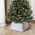 Silver paillette Christmas tree skirt with American style design