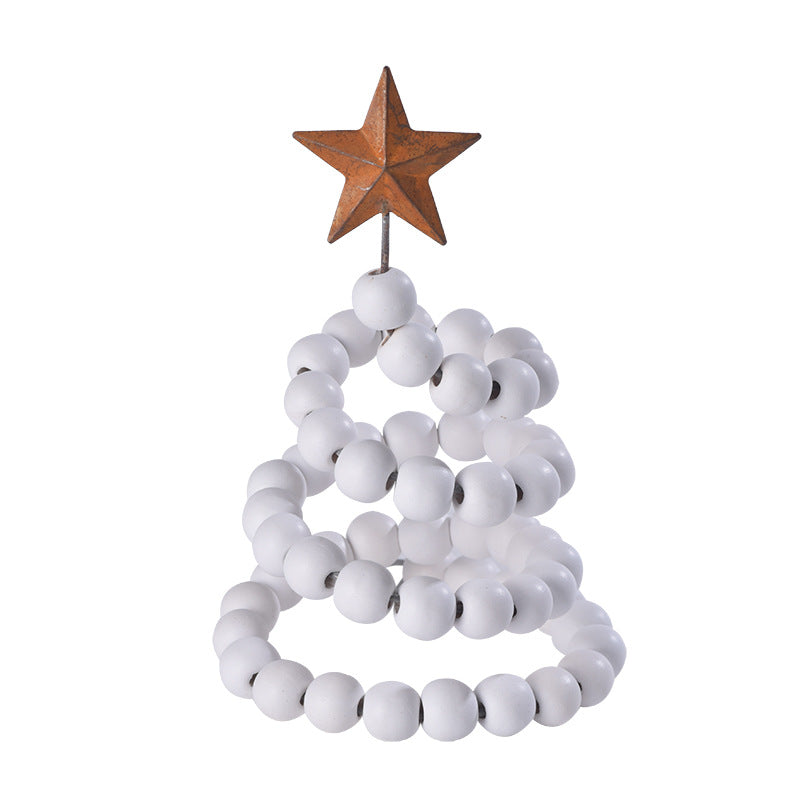 Wooden and iron Christmas decoration ornaments in green and white colors