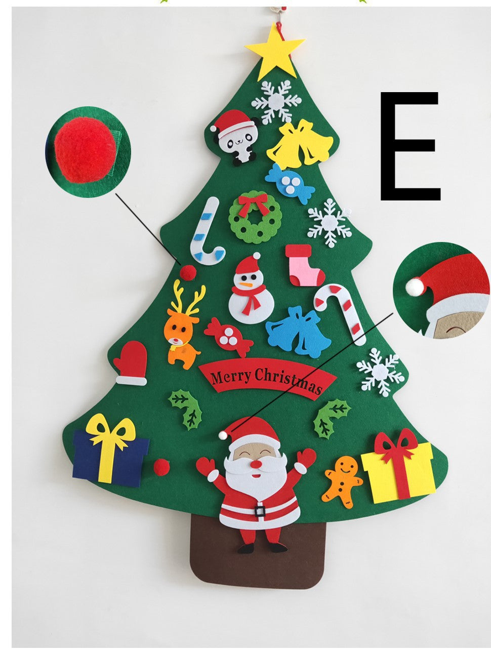 Felt Christmas tree craft kit with stocking and snowman decorations