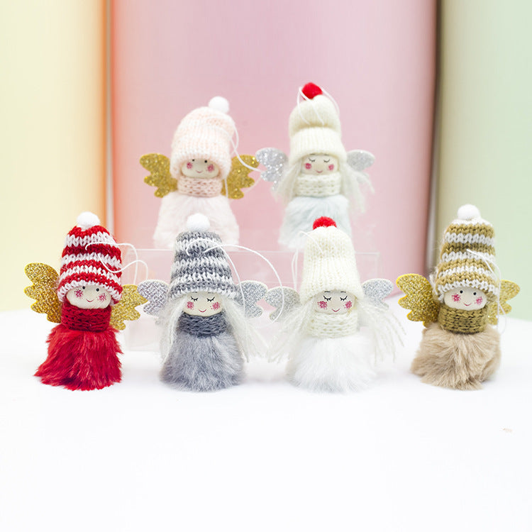 White plush angel Christmas pendant ornament with faith symbolism