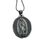 Devotional Catholic necklace with Virgin Mary pendant and curb chain
