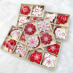 Rustic wooden Christmas pendant detail showing natural wood texture and craftsmanship