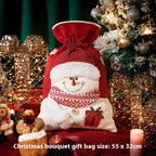 Holiday gift wrapping bag with reusable cotton cloth material