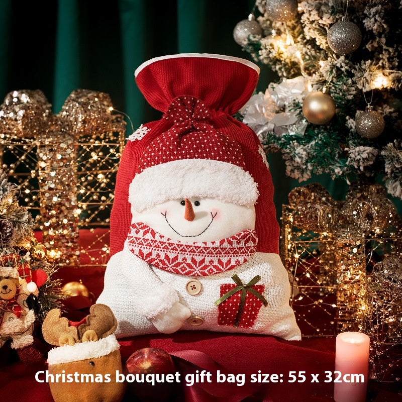 Holiday gift wrapping bag with reusable cotton cloth material
