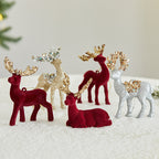 Flocked sequined elk Christmas ornament with soft velvet texture for holiday display