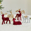 Flocked sequined elk Christmas ornament with soft velvet texture for holiday display