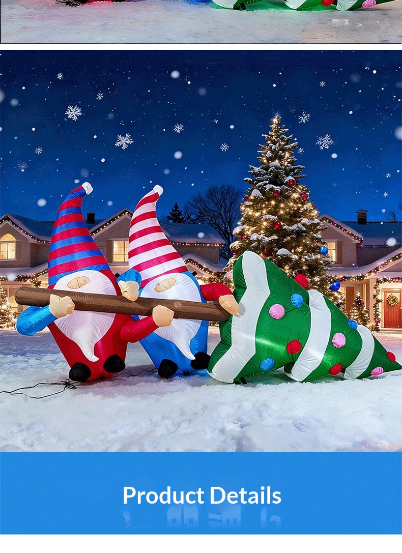 Festive Christmas inflatable outdoor decoration in holiday setting