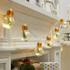 Silver head Christmas light bulbs on festive string for holiday atmosphere