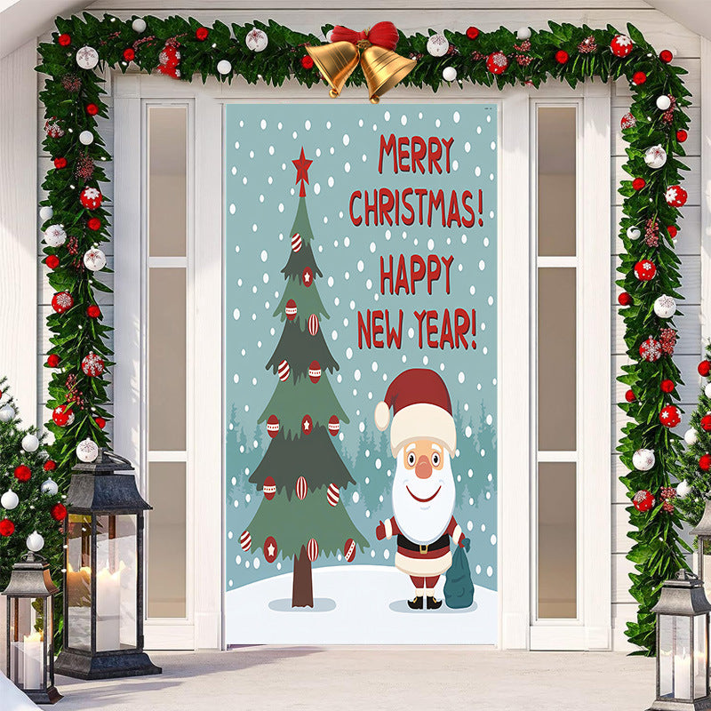 Christmas door tapestry with holiday theme for seasonal home decoration