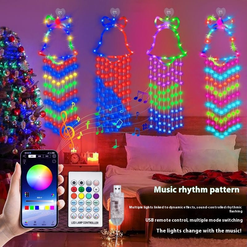 Christmas bell decoration illuminated with soft warm glow