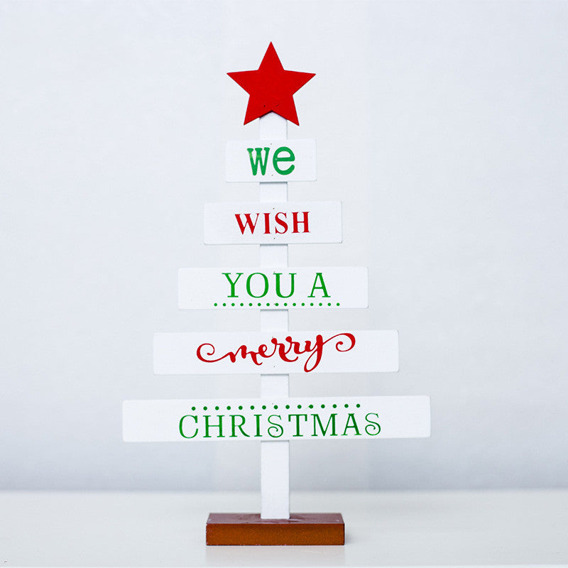 Set of wooden letter ornaments in white gray and yellow colors