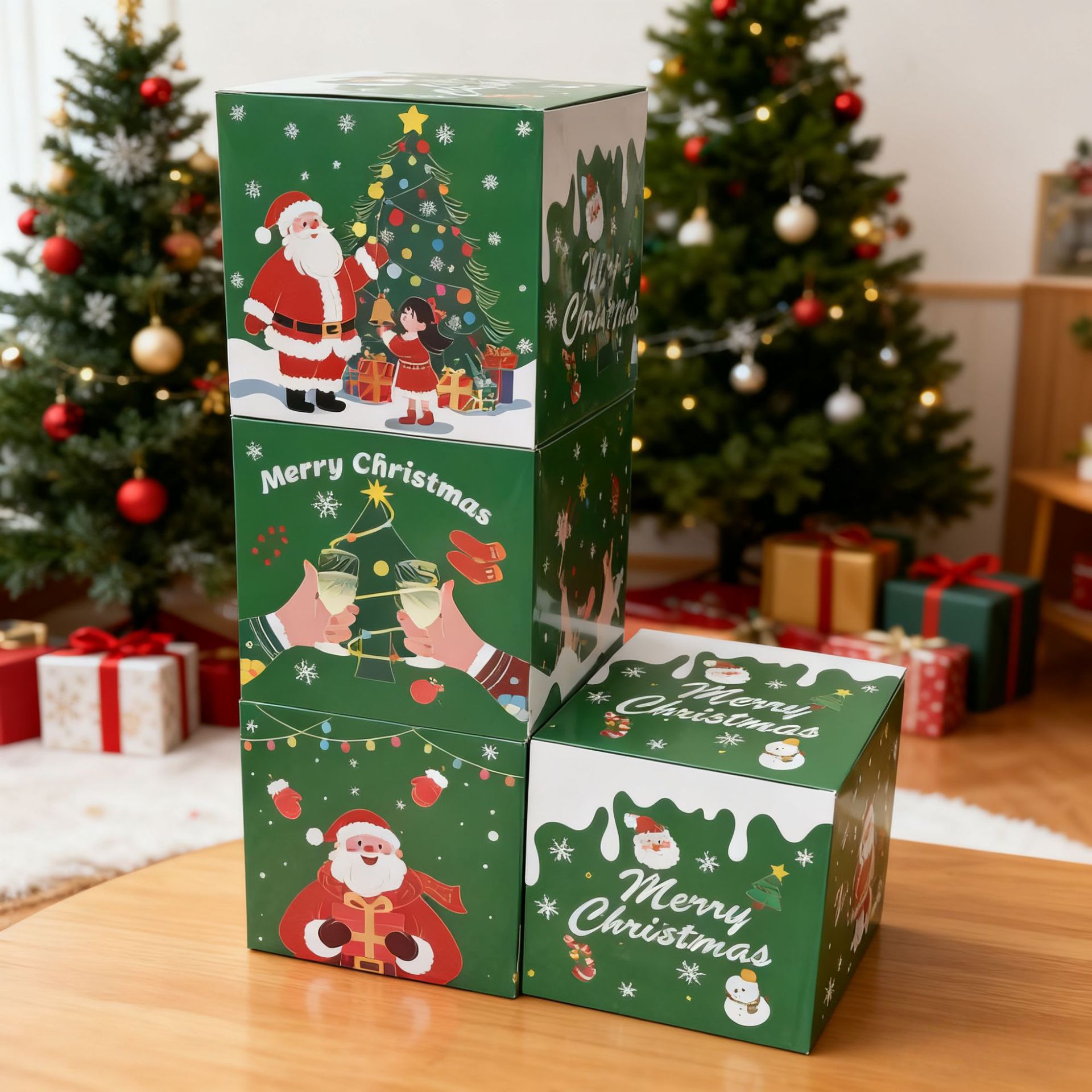 Green decorative boxes showing color and design