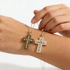 Gold-black variant cross pendant necklace for everyday faith wear