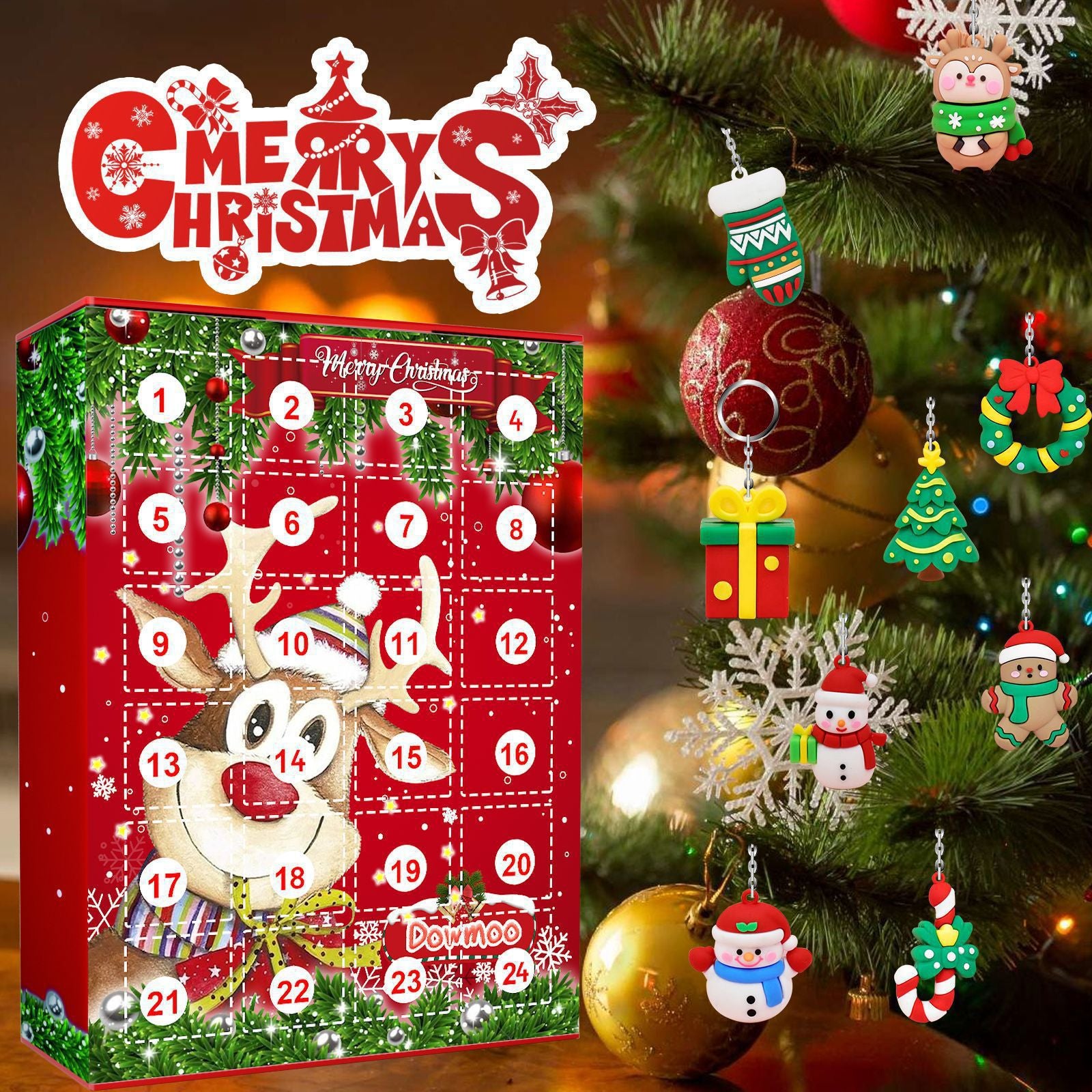 Christmas reindeer themed advent calendar piece