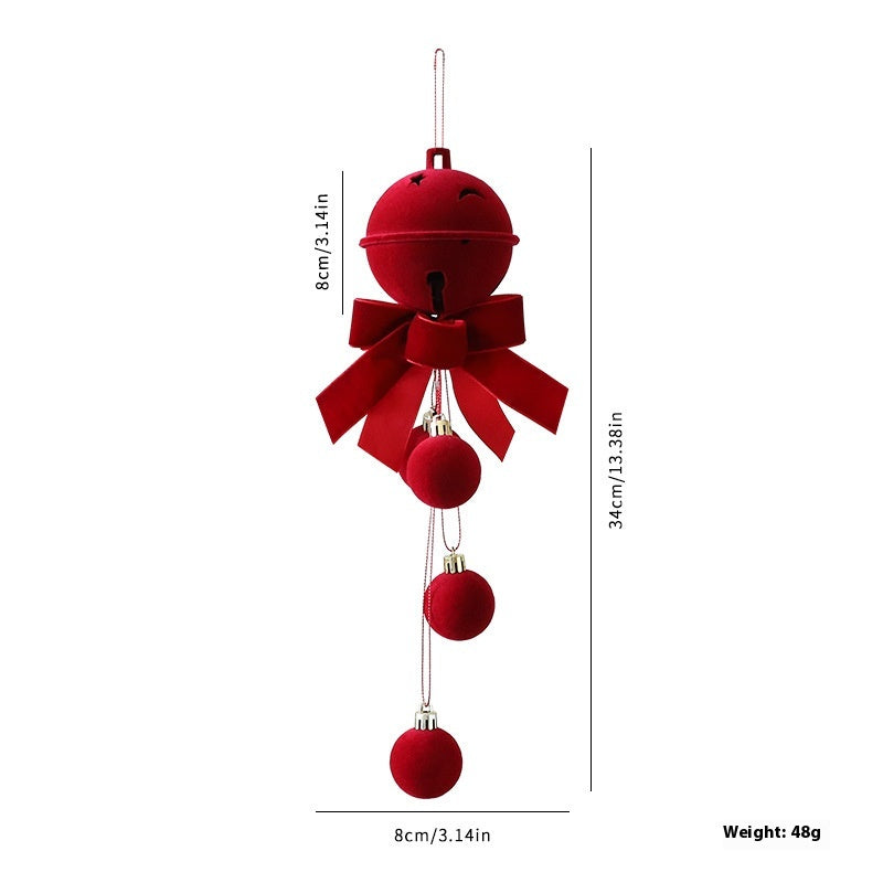 Velvet Flocked Christmas Bell Ornaments - Wine Red Secondary image