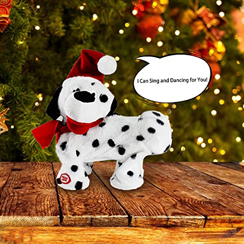 Close-up of Christmas dog toy showing plastic and cloth construction in holiday colors