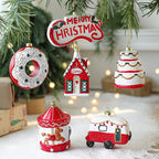 Painted Plastic Christmas Tree Ornament Set - Festive Holiday Decorations - Christian Jewelry