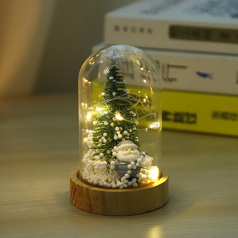 Set of Christmas mini glass covers featuring tree and Santa designs