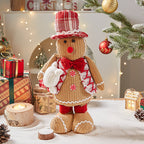 Women's style cloth gingerbread man Christmas ornament with white hat