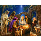 DIY Jesus art kit laid out with canvas and sorting tray