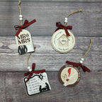 Handcrafted wooden pendant displaying faith symbolism as holiday tree decoration