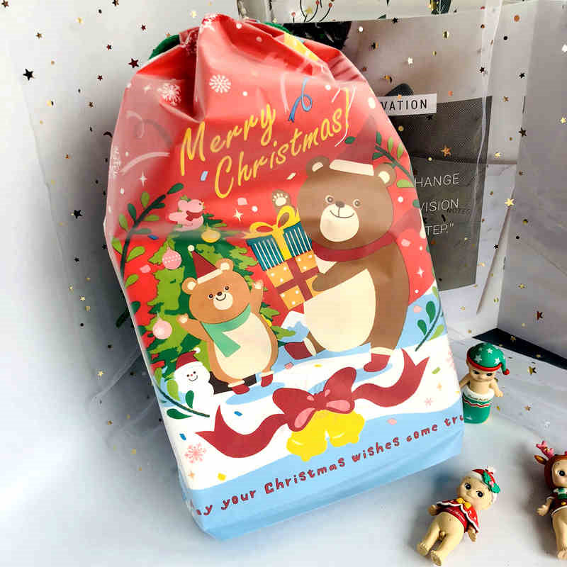 Pack of 5 Japanese style Christmas bear bags for holiday celebrations