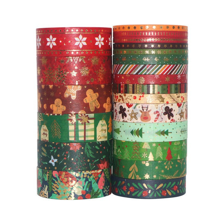 Gold-Foil Christmas Washi Tape Set - 21 festive rolls for faith-inspired crafting Main image