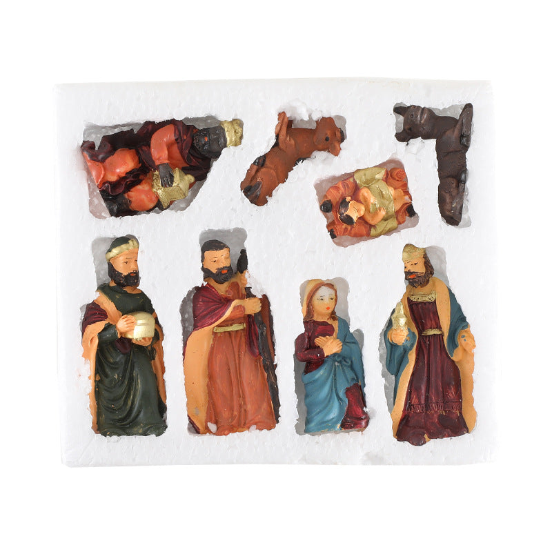 8-piece Jesus Manger Nativity Set displayed together on a white surface Main image