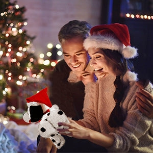 Animated dancing dog Christmas decoration with American Christmas styling
