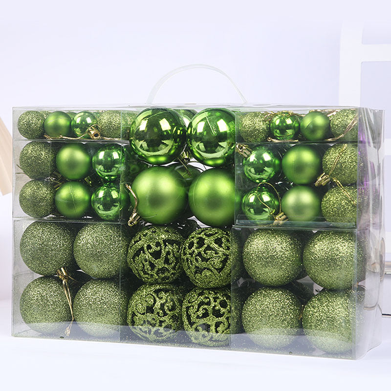 Christmas tree balls in green and red theme
