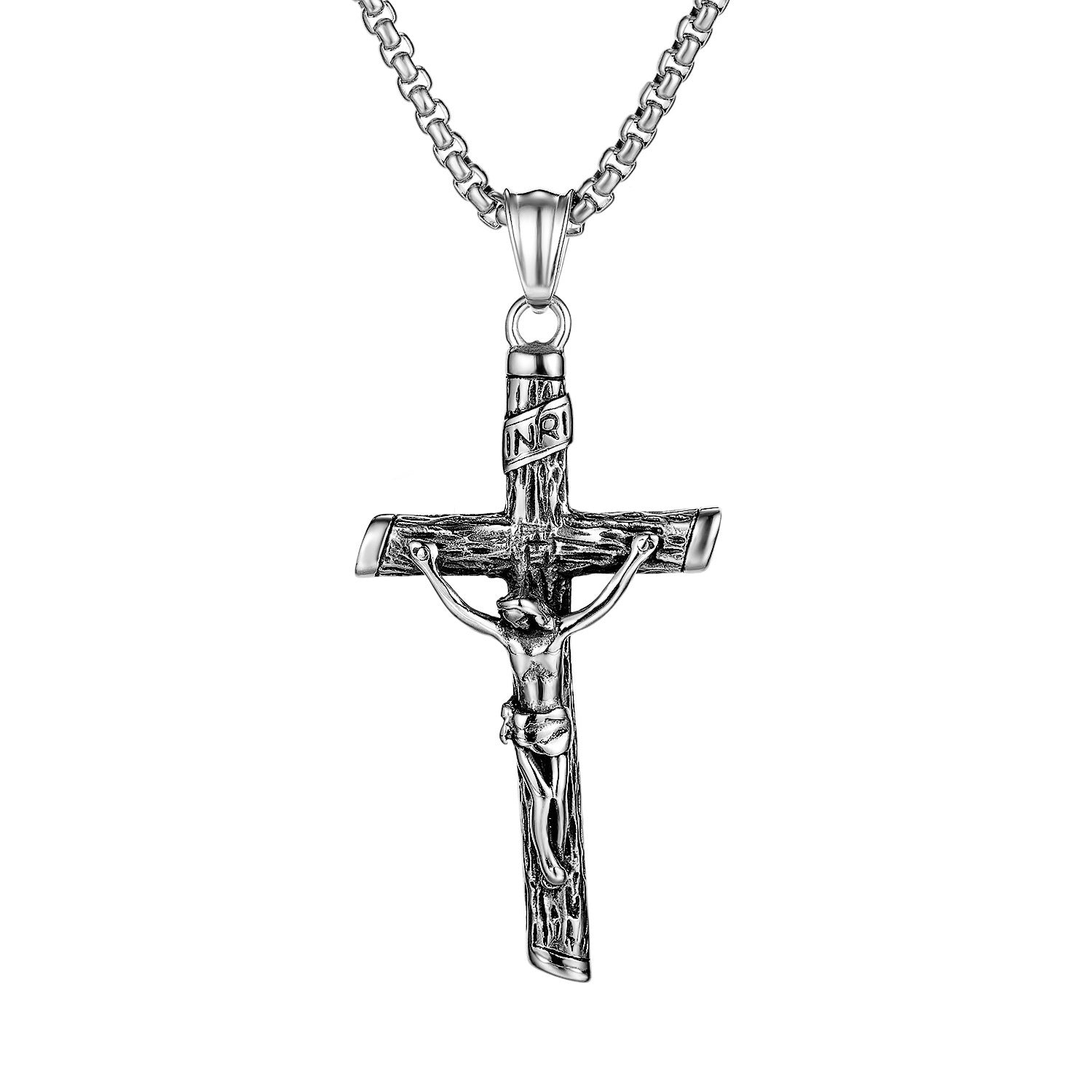 Pearl Titanium Steel Cross Pendant Necklace Secondary image