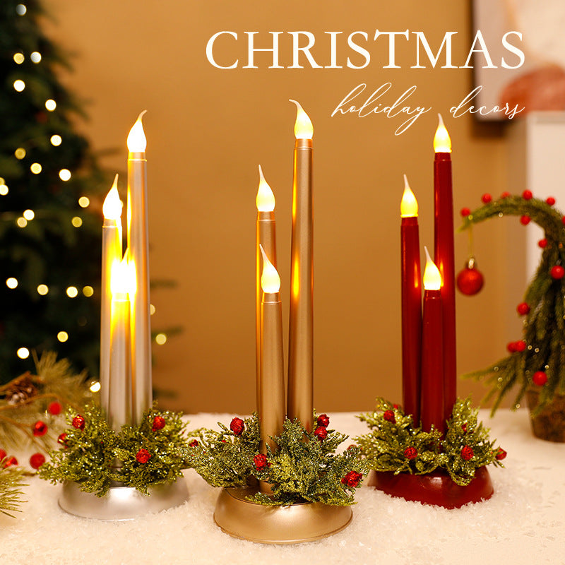 LED Christmas candle decorations set for holiday table display