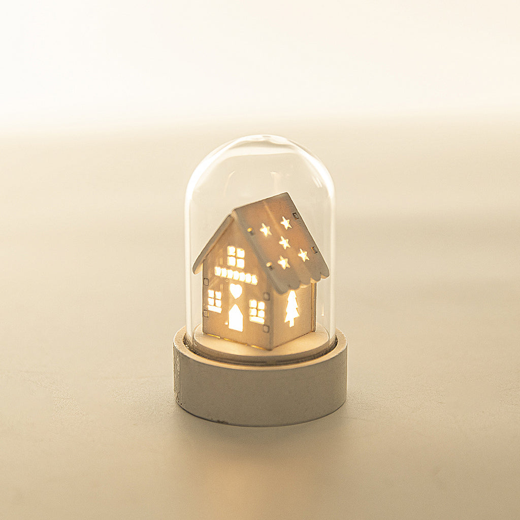 Faith-inspired luminous wooden house Christmas ornament for Christian home decor
