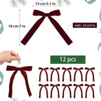 Red velvet bow accent on Christmas tree pendant decoration