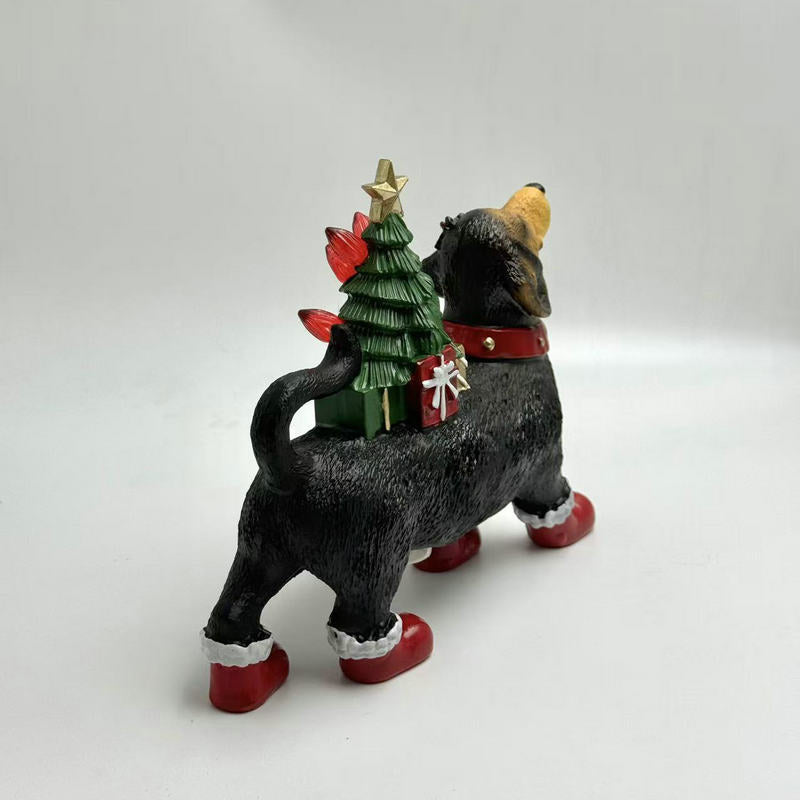 Festive dachshund ornament adding holiday cheer to home