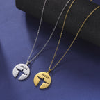 Close-up of hollow cutout Jesus text pendant design