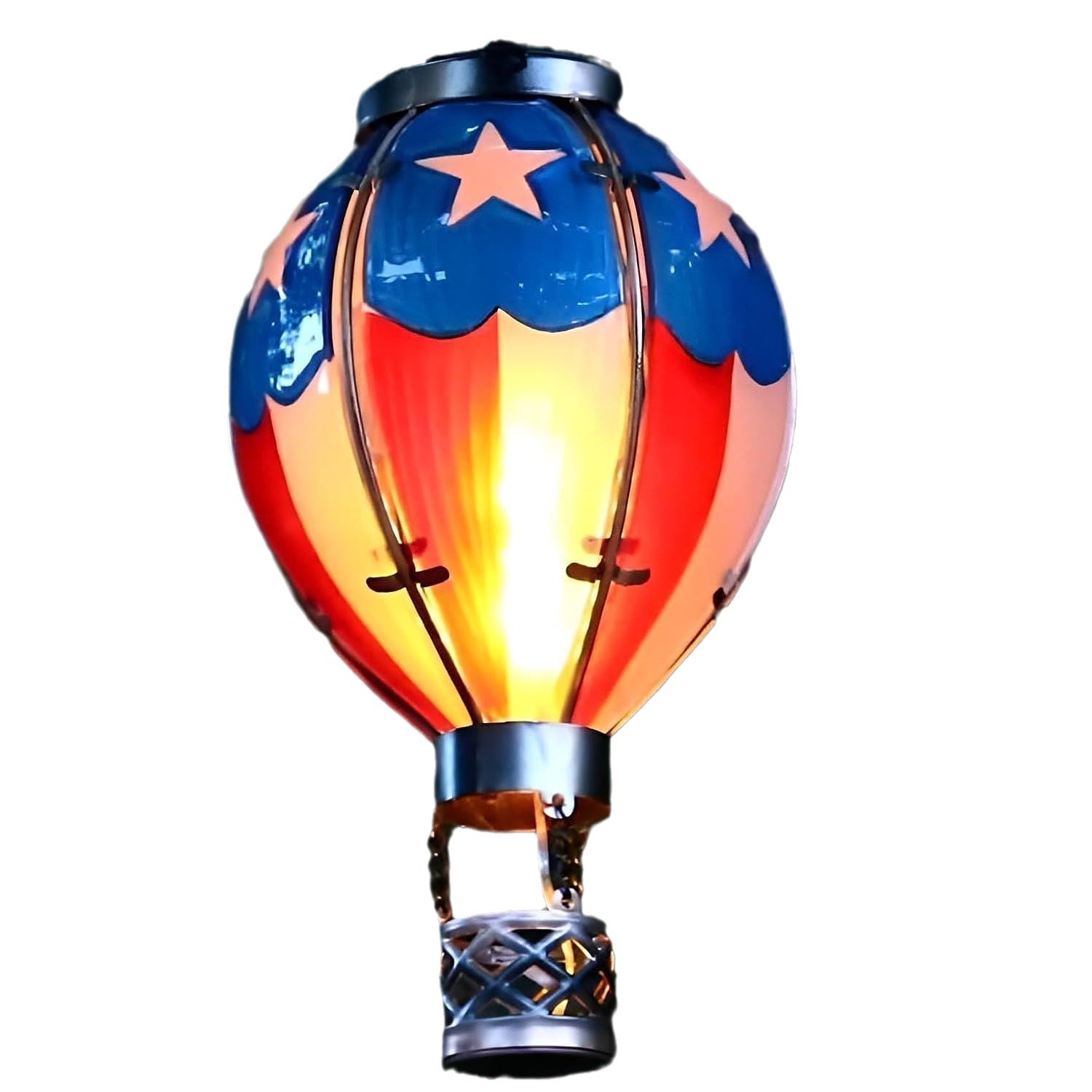 Warm glowing LED lantern in hot air balloon shape for indoor outdoor Christmas decor