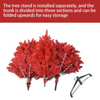 Christmas tree with red branches and green tips creating a bold seasonal statement