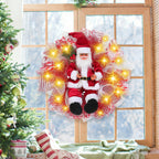 Christmas door hanging decoration with warm glowing lights